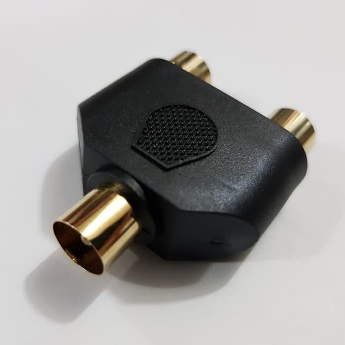 Y Jek Cabang Antena TV - Jack Antenna Male To 2 Female - Konektor Splitter T Connector 2 Way Paralel
