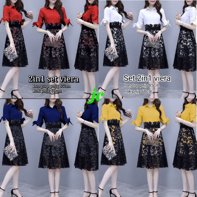 JCTK - SET VIERA / Set 2in1 Wanita / Set Atasan + Rok Wanita Casual Kekinian
