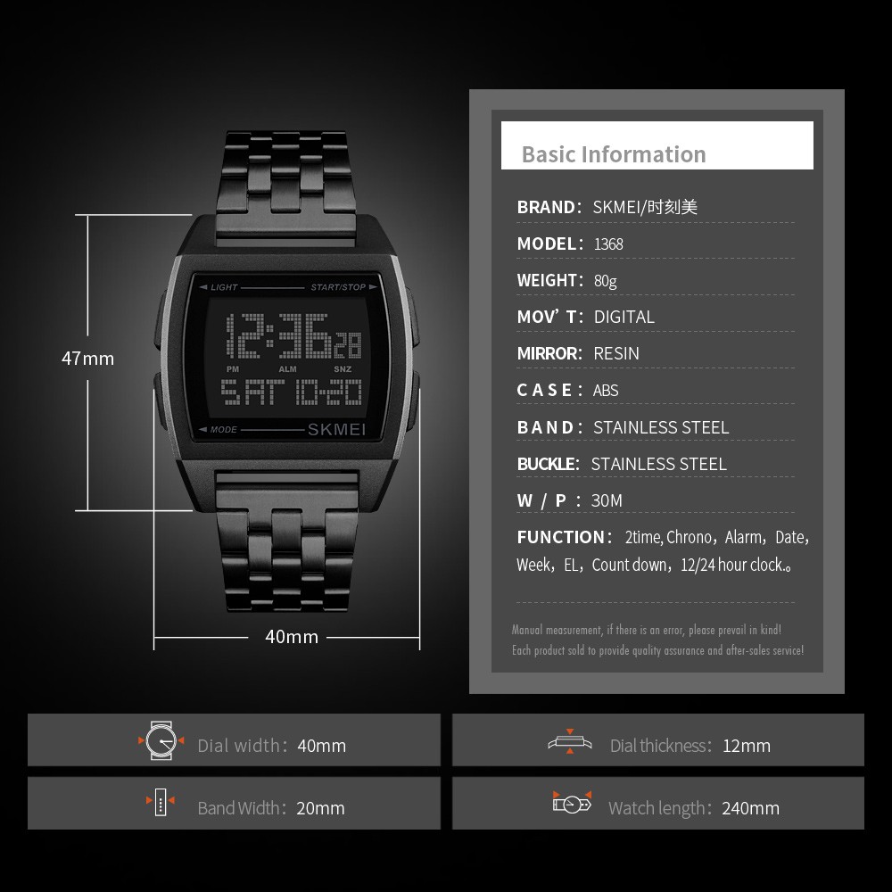 Jam Tangan Pria / SKMEI DG 1368 Men / Jam Tangan Digital LED Original / SKMEI