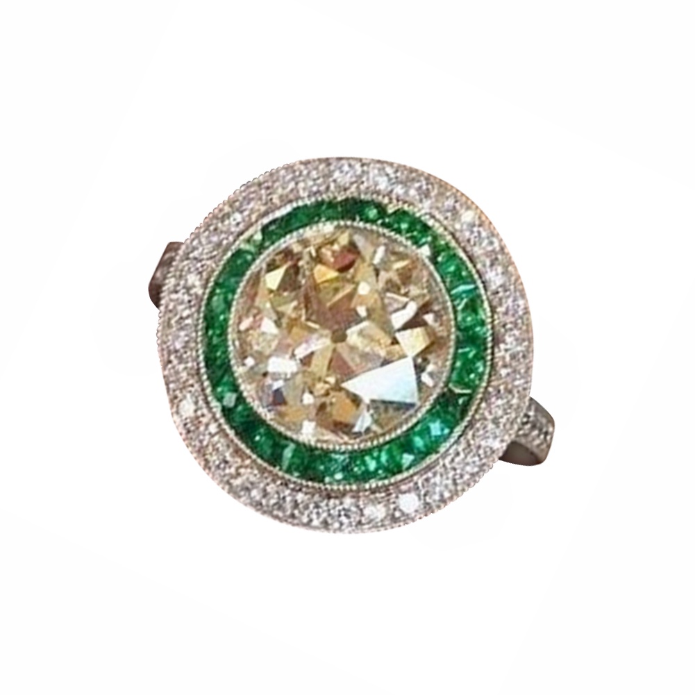 Hu Hu Hu Hu Hu Alat Bantu Pasang Kacamata♡ Cincin Tunangan Hias Cubic Zirconia Bulat Besar Multi Warna Untuk Wanita