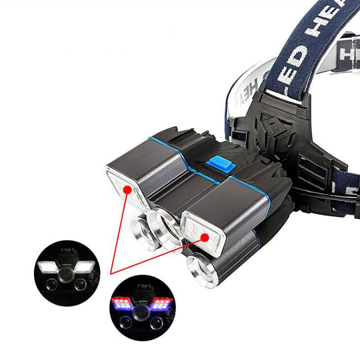 Albinaly Senter Kepala Headlamp Cree XM-L2 + 2XPE + Red Blue LED - TG-007 - Black