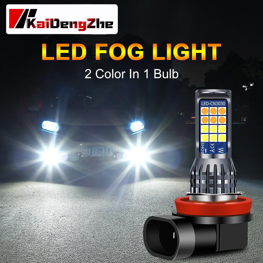 1 Pc Lampu Strobo LED 24SMD H8 H11 Dua Warna Dengan 4 Mode Untuk Fog Lamp Dan Headlight Mobil