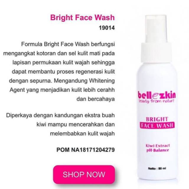 Pencuci muka bellezkin / face wash bellezkin /
