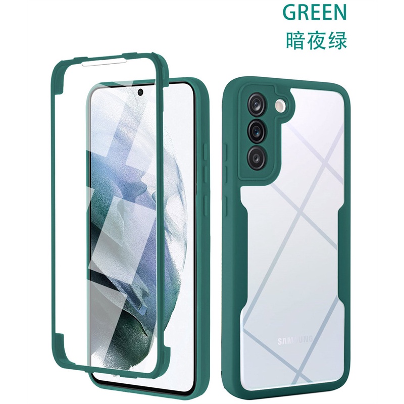 Oppo A96 A76 A15 A15s A16 A54 A55 A74 A52 A92 A95 A53 A33 A5 A9 2020 Reno 5F Case 360sarung Pelindung Full Body-Green