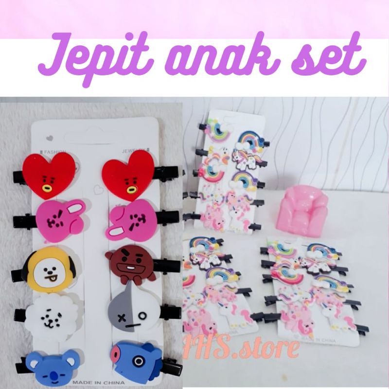 Jepit Rambut Anak Set 10Pcs Model Kartun Hairpin Rambut Cewek HairClips