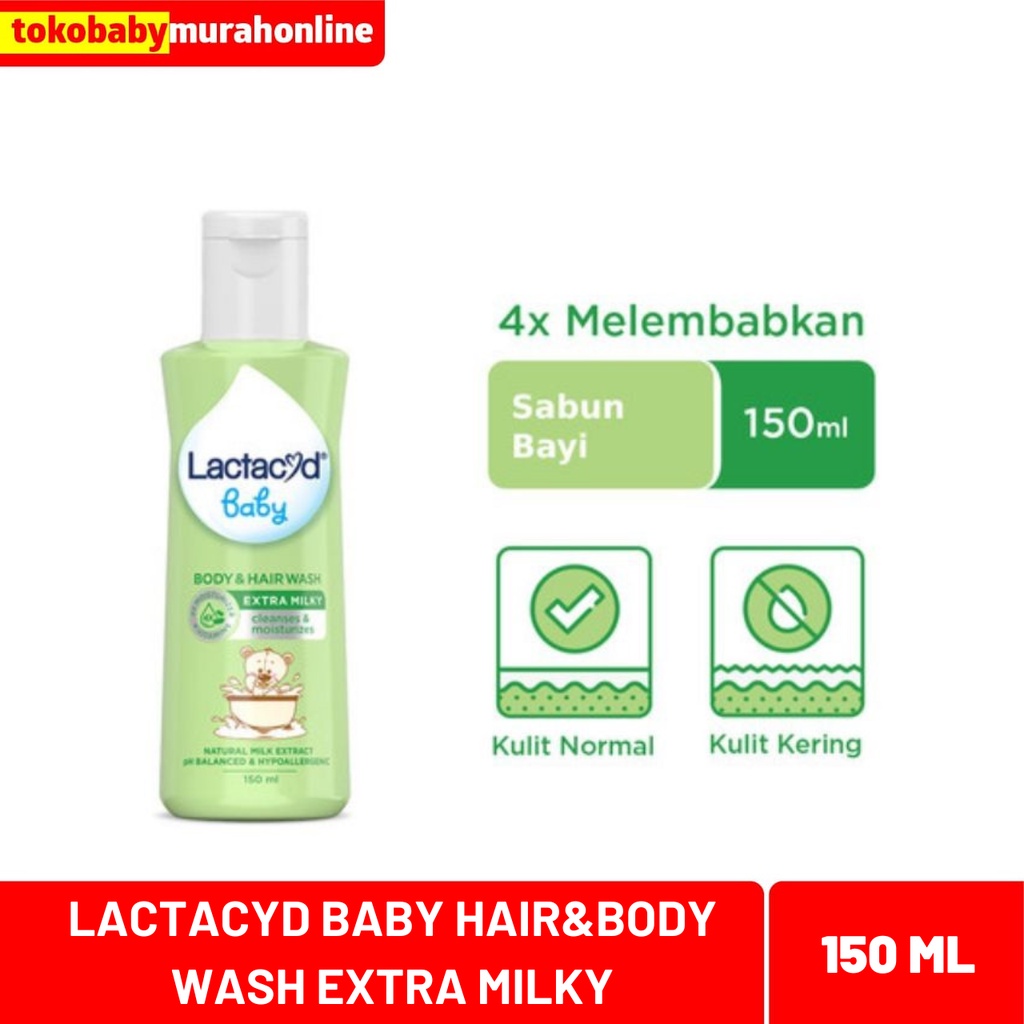 LACTACYD BABY BODY &amp; HAIR WASH EXTRA MILKY 150ML / SABUN BAYI