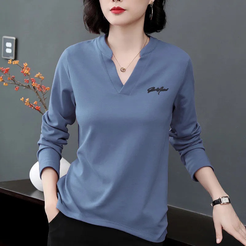 M-4XL Blus Wanita Big Size - Atasan Wanita - V-Neck Long-Sleeve Blouse Wanita
