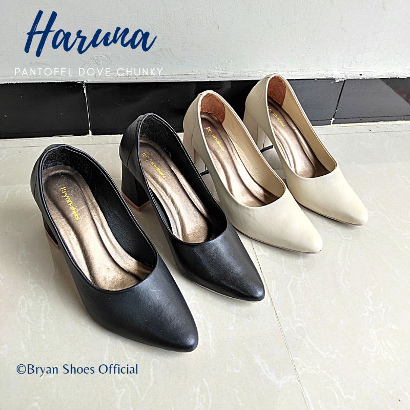 Bryan Haruna Jumbo Pantofel Heels Dove Polos  Sepatu Kerja Kantor Formal Hak Tahu 36 41 42 43