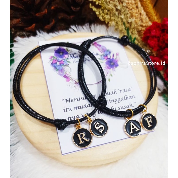 ZaphiraStore [A-Z] GELANG INISIAL EPOXY DOBEL HURUF / 1 GELANG 2 HURUF / GELANG EPOXY TALI KOREA