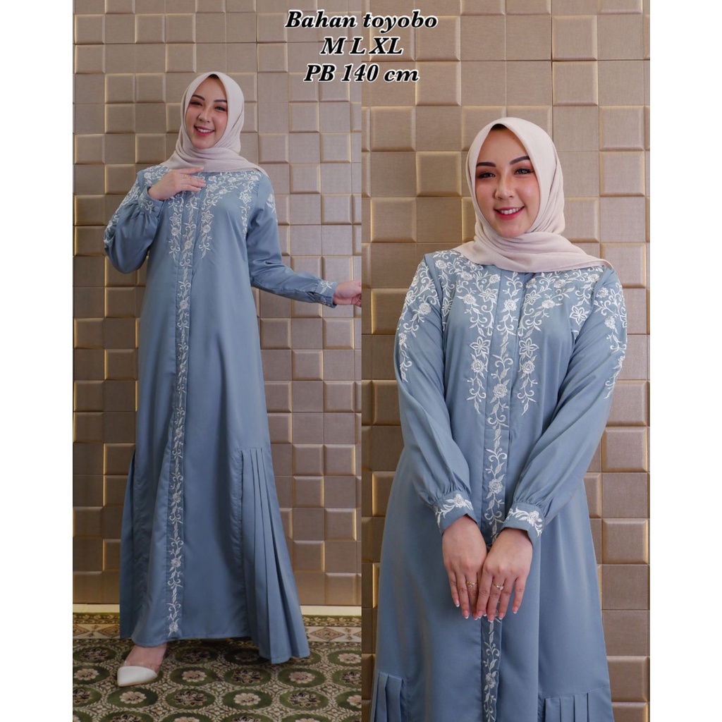 Gamis Toyobo Bordir ~ Gamis toyobo terbaru 2021 ~ Baju Gamis Wanita Dewasa Bahan Toyobo PREMIUM ~ CO