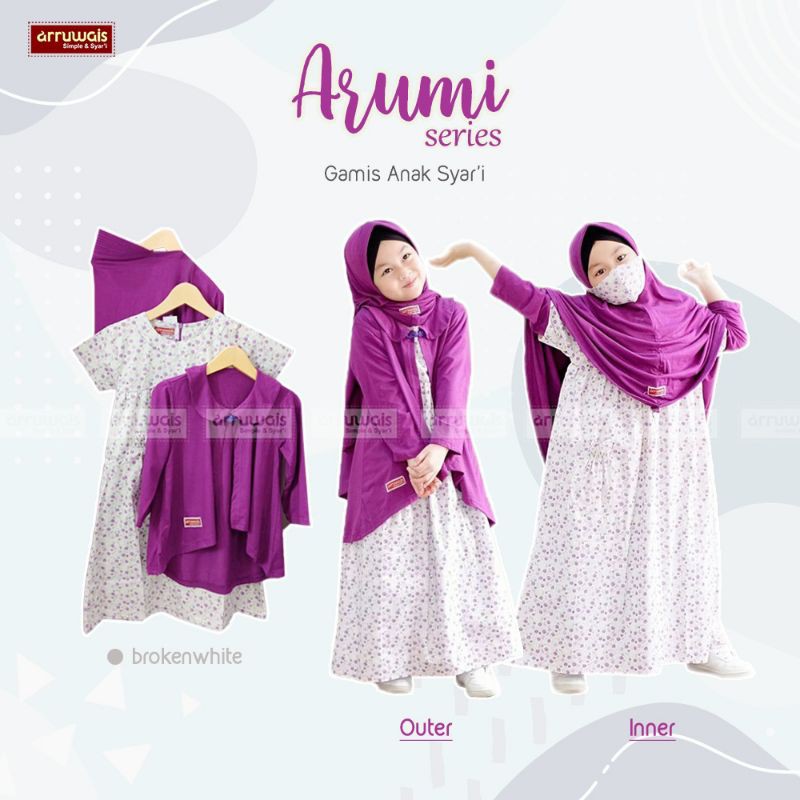 Gamis Anak Syari , Arumi series . Gamis anak perempuan usia 32-7 tahun  by arruwais