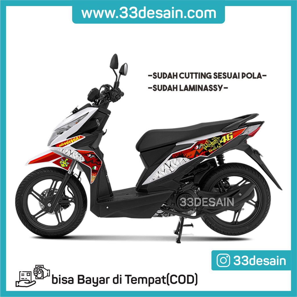 Aksesoris Stiker Motor Sticker Striping Motor Beat 2017 2019 Rossi 41 33Desain Shopee Indonesia