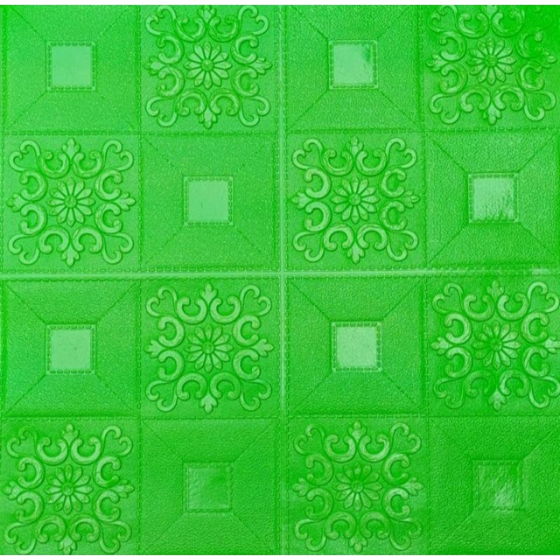 WALLPAPER 3D MOTIF BATIK CLASIC 70X70CM TEBAL 3MM-BATIK HIJAU POLOS