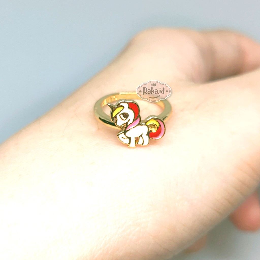 Cincin Anak Unicorn Pink Merah Perhiasan Cantik Anak Lapis Emas 18k 702