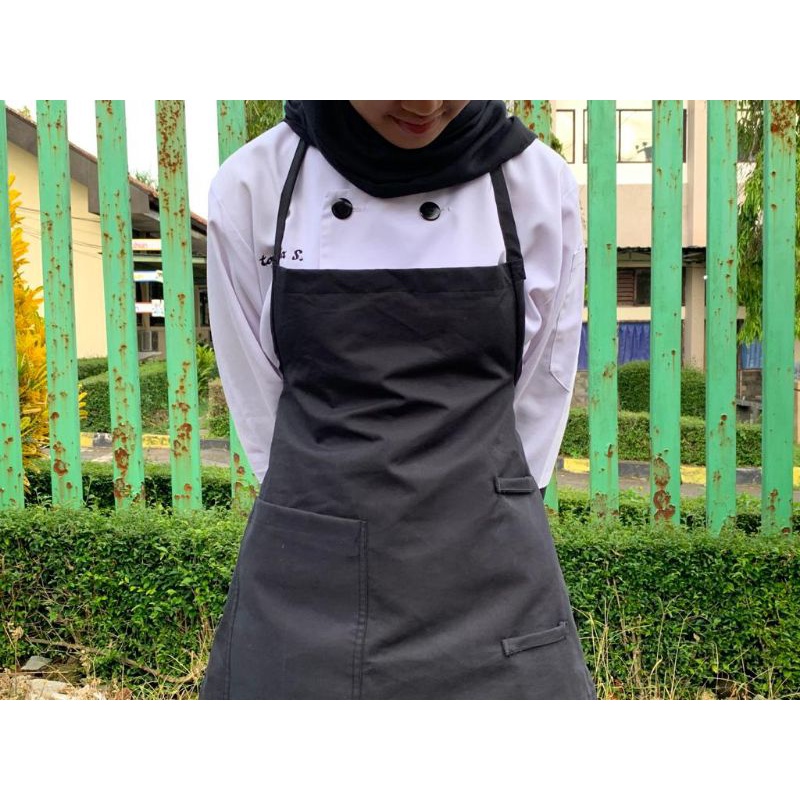 Jual Apron Hitam Celemek Hitam Epron Hitam Apron Masak Celemek Masak Indonesia Shopee