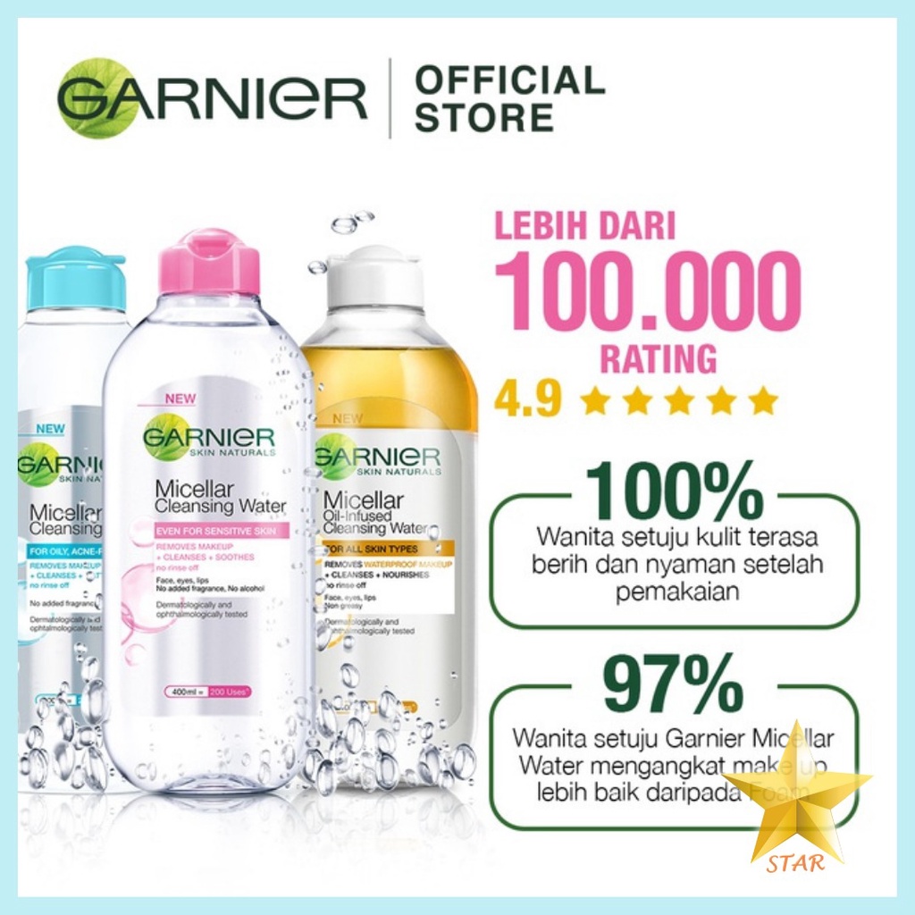 ORIGINAL Garnier Micellar Cleansing Water Biru 125 ML