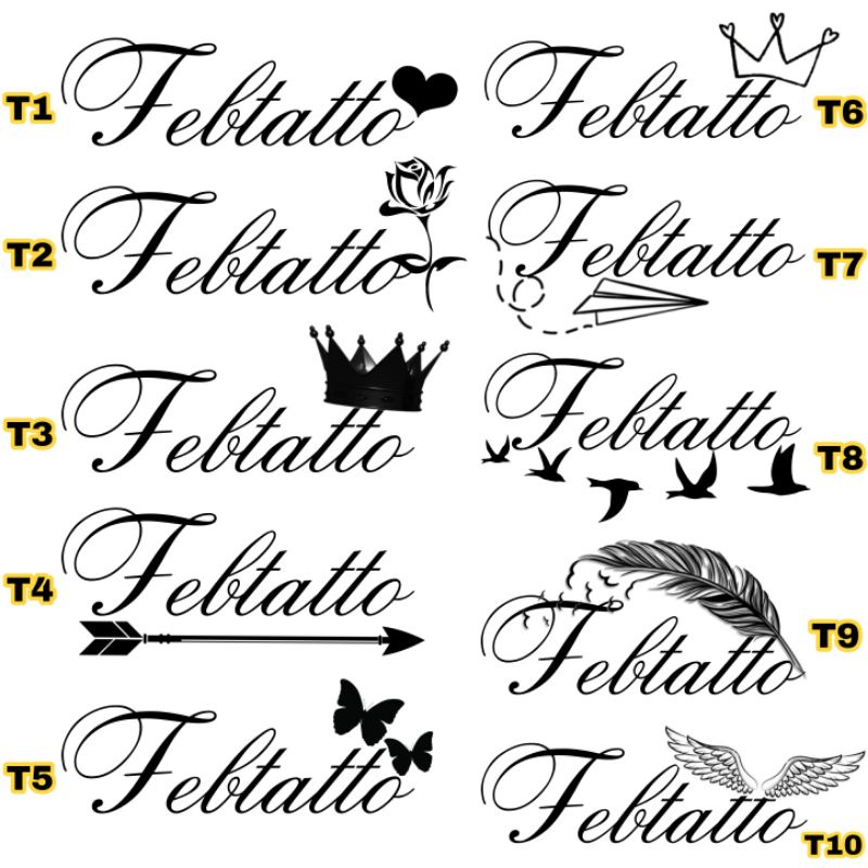 Custom Nama Tambahan Motif Tato temporer/ Stiker tato