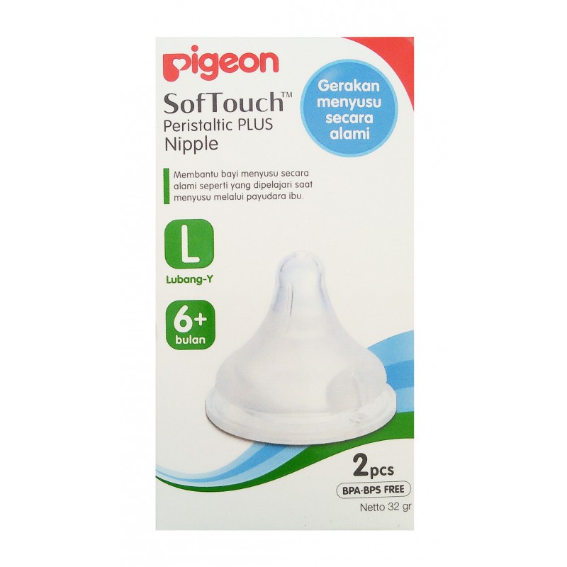 Pigeon Peristaltic Plus Nipple L for Wide Neck Bottle - 2pcs