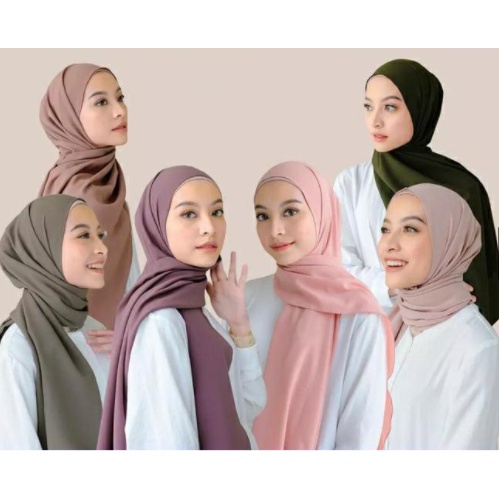 Jilbab Pasmina Inner 2 in 1 Ceruty Babydoll Polos 175 x 75 CM