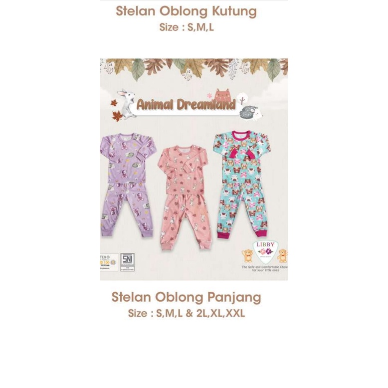 Libby 3 SET piyama panjang SML 2L XL XXL (kcg / bahu)