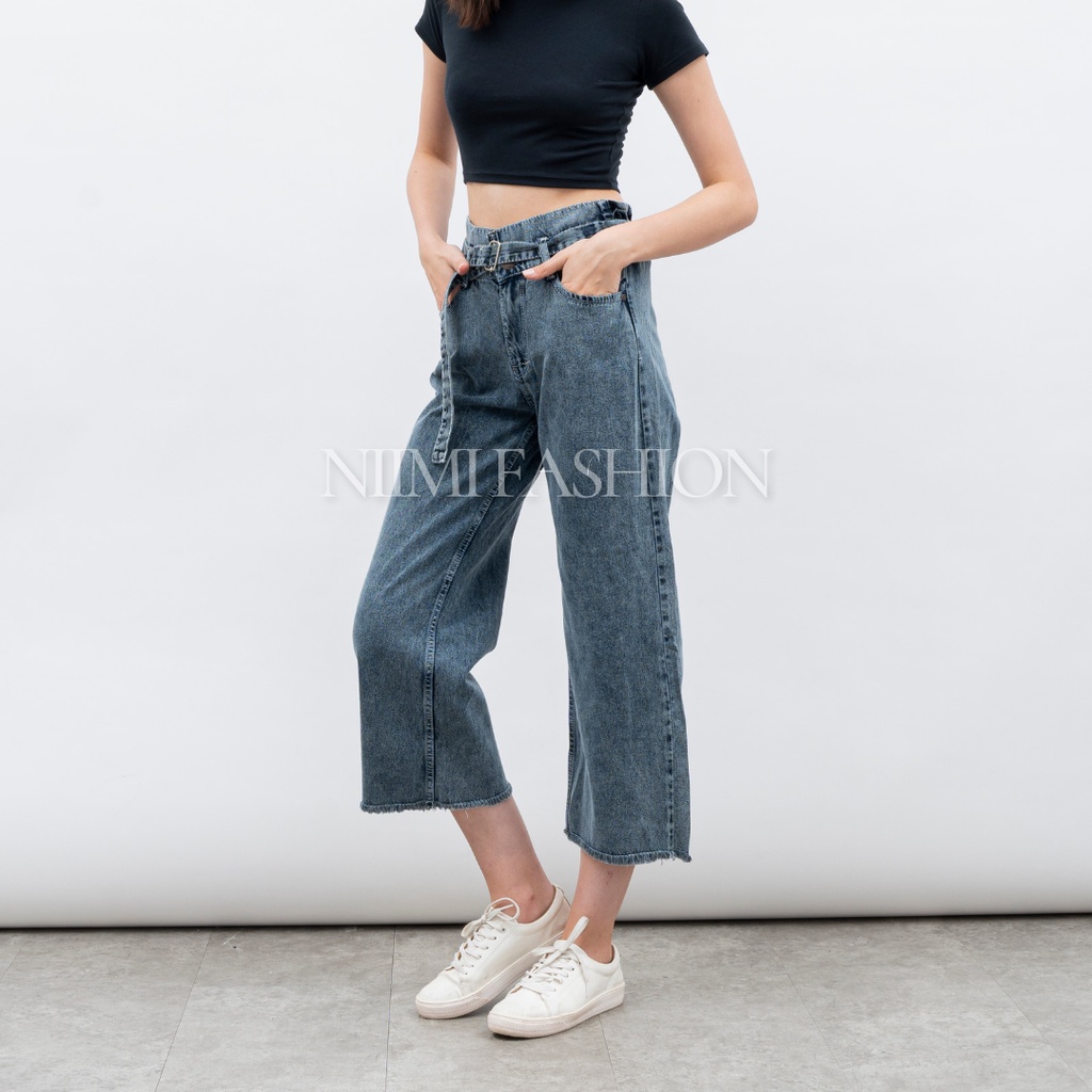 NIMI - Celana Kulot Jeans Boyfriend Jeans Wide Leg Kulot Wanita