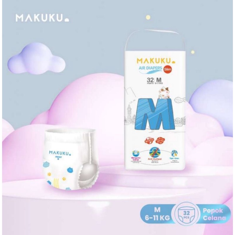 makuku SAP diapers slim NB28/S38/M32/L34/XL32/XXL28