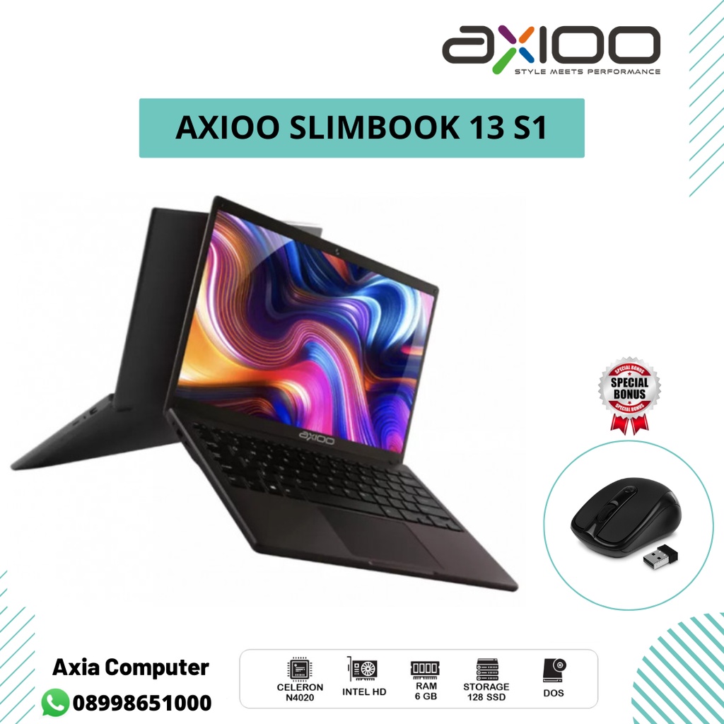 AXIOO SLIMBOOK 13 S1 N4020 6GB 128SSD DOS 13.3WQXGA 2.5K