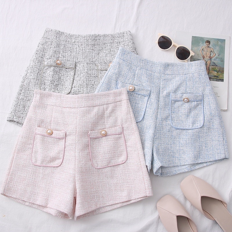 CELANA PENDEK SHORT PANTS HIGHWAIST TWEED MX873