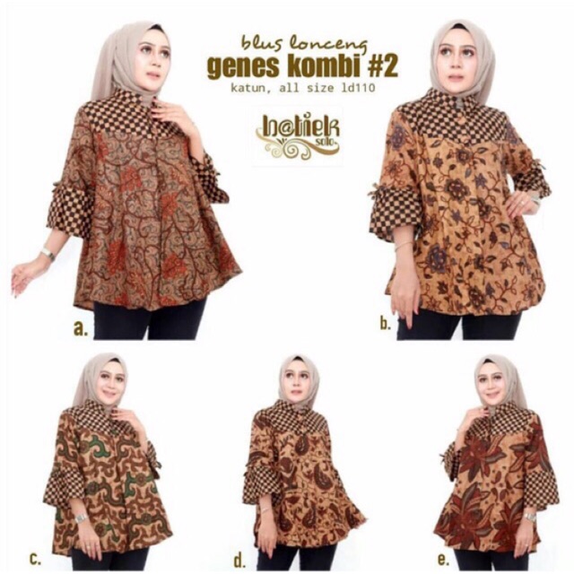 Blouse Lonceng Genes Kombi Atasan Wanita Batik Cewek Modern Premium Exclusive Motif Klasik Jumbo