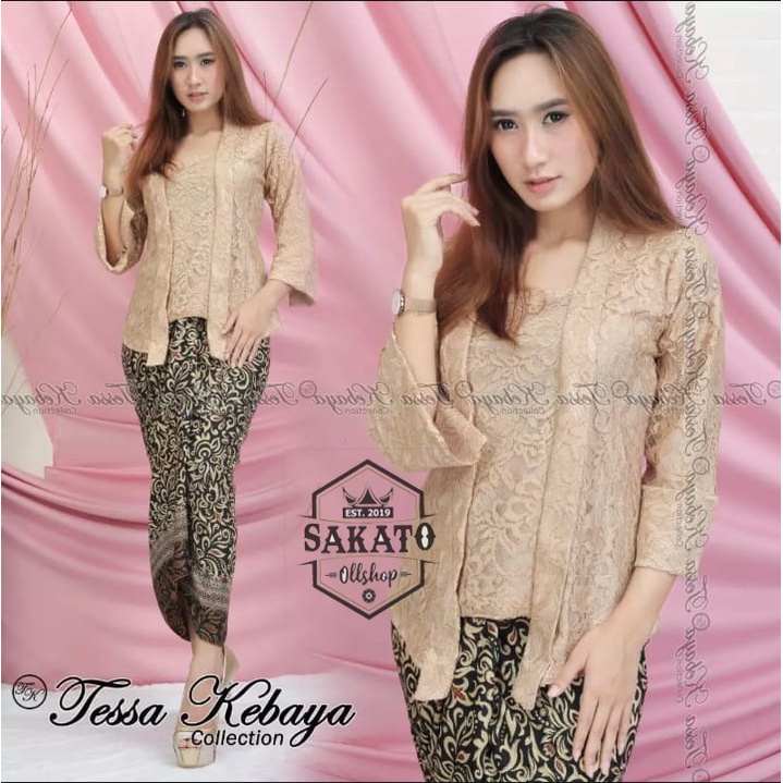 Setelan kebaya kutu baru dan rok lilit Kebaya brukat modern 2021 Kebaya kondangan Kebaya wanita Sete