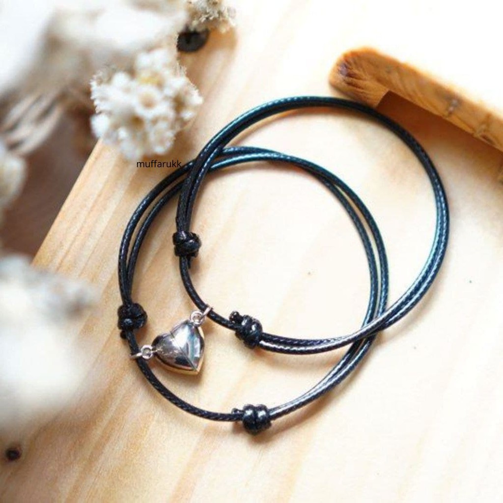 cod GELANG COUPLE POLOS MAGNET TALI ANTI AIR / GELANG MAGNETIC CLAPS COUPLE ( beli 10 free 1 pasang)-2