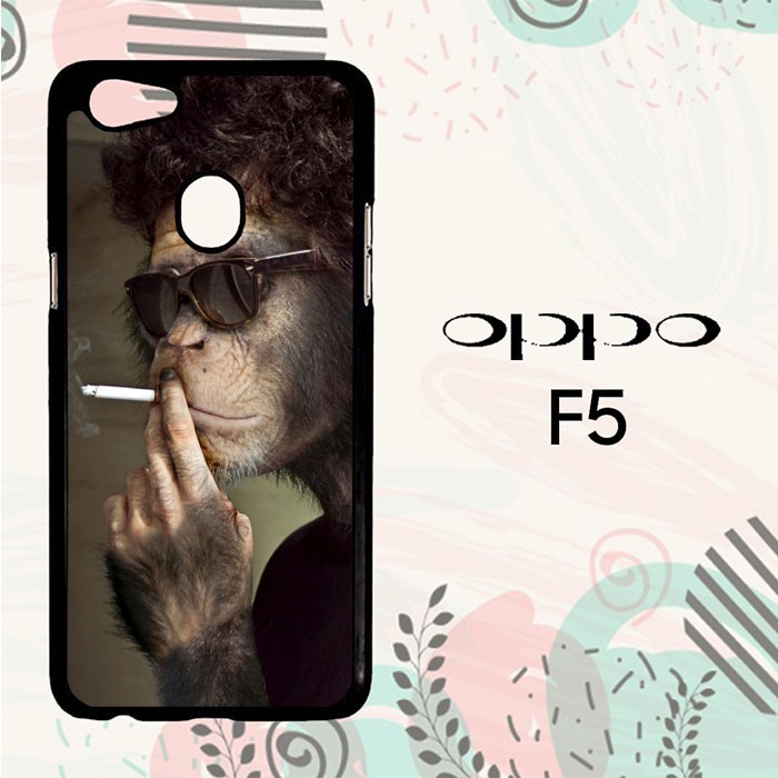 Casing OPPO F5 Custom Hardcase HP Smoking Monkey Funky L0565
