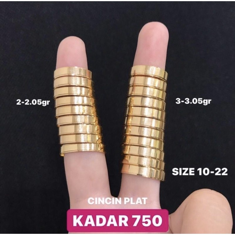 Cincin plat polos - Cincin Emas Asli - Cincin Emas Kadar 750 - Toko Emas - Toko Mas asli