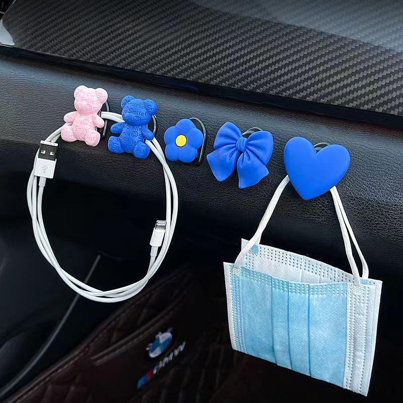 Kait Gantungan Kunci invisible Desain Kartun Klein Biru Lucu Kreatif Untuk interior Mobil