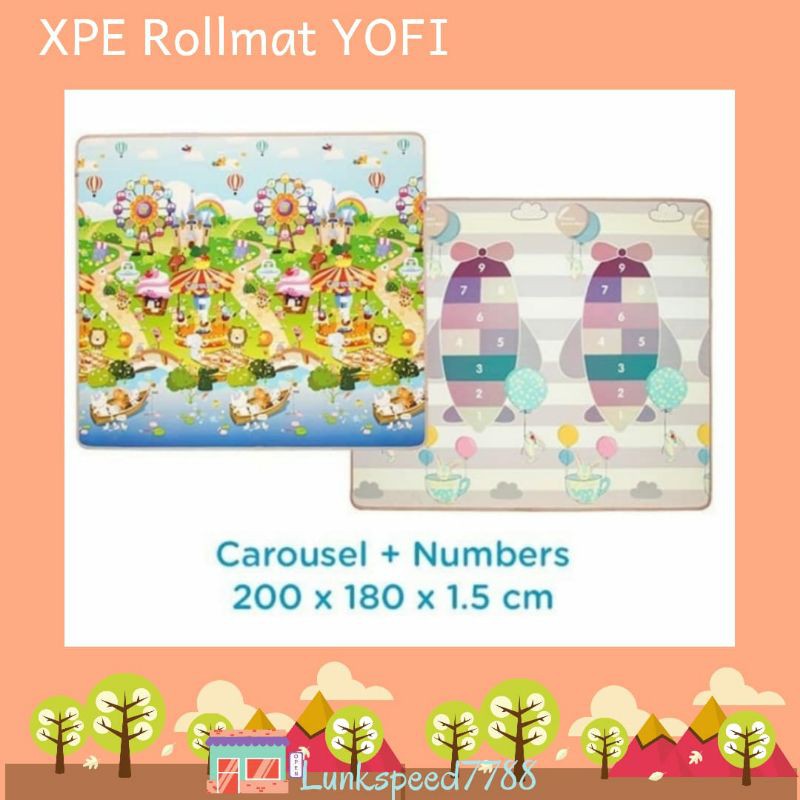 YOFI playmat XPE roll uk XL motif Carousel + Number Tk150