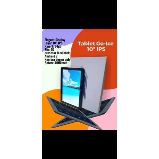 tablet murah layar 10inc go ice ram 3/64 4G lte 2sim on