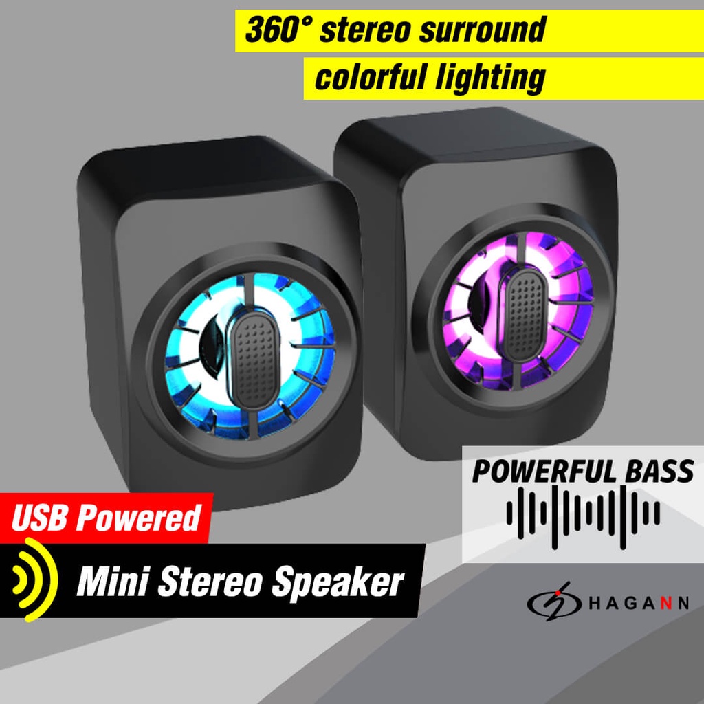 Speaker USB Mini Aktif Portable RGB Kecil Komputer PC Laptop Spiker Stereo Dengan Lampu LED SPE-A10