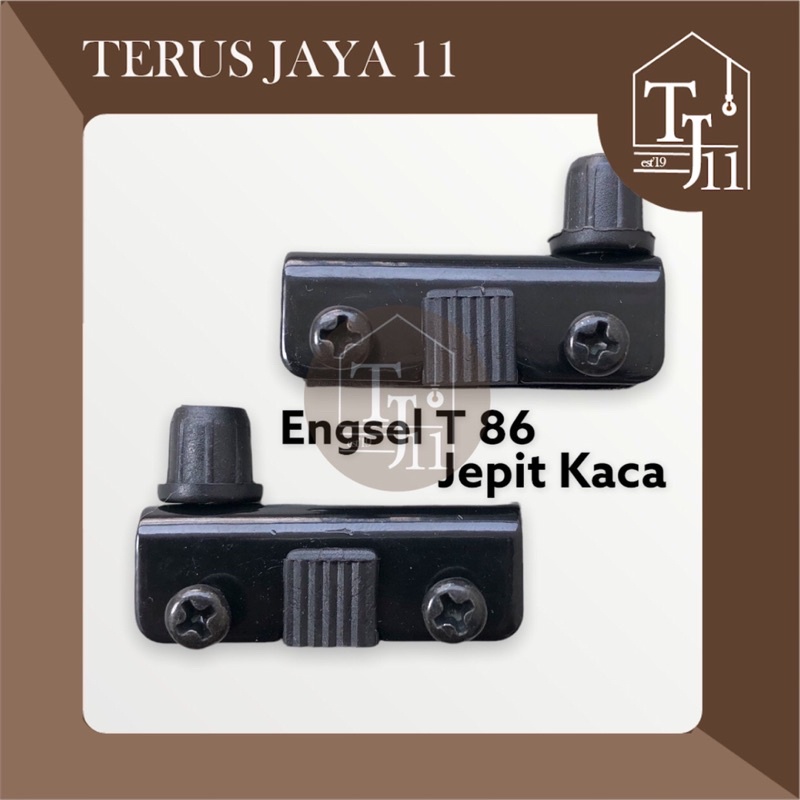 Engsel Jepit Kaca / Engsel T 86 S Hitam / Engsel Pivot Kaca T-86 ( 1 Set )