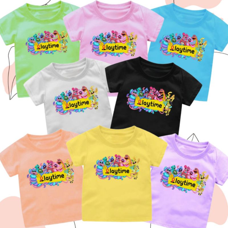 Baju Kaos Atasan Anak Cewek Umur1-12Tahun  PLAY TIME Ukuran S.M.L.XL.2XL.3XL