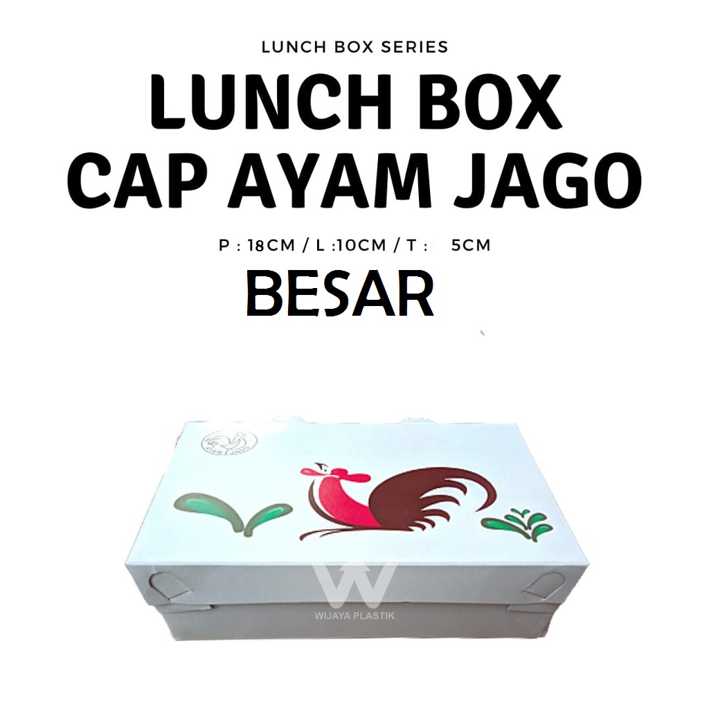 [ GROSIR 1 PACK ] Lunch Box Putih Motif Ayam Jago | lunchbox premium full laminasi kecil besar kemasan dus mie geprek nasi goreng pangsit @pcs