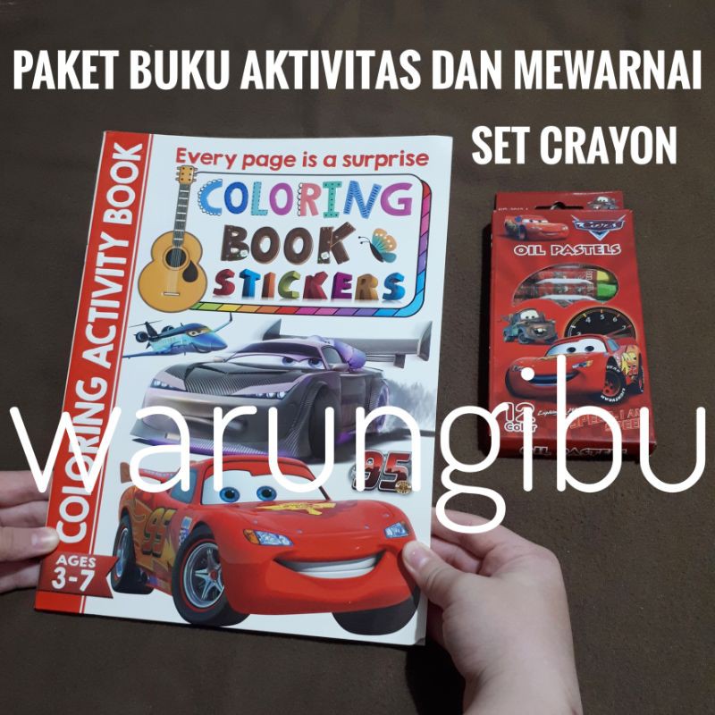 Coloring Activity Book Paket Buku Aktivitas Dan Mewarnai Set Crayon Karakter Cars Mcqueen
