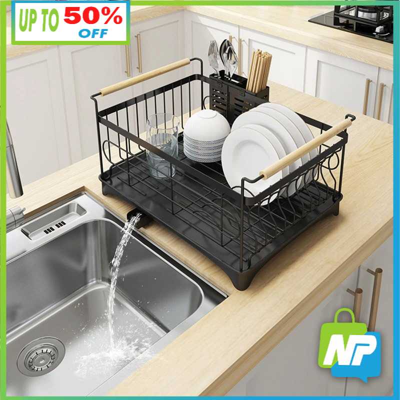 Rak Pengering Piring Stainless Besar Tahan Karat - Keranjang Cuci Alat Dapur Lengkap Gelas Mangkok