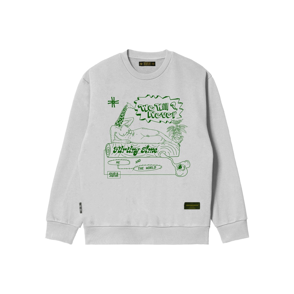 Sura Positiva - Sweatshirt Sweater Crewneck (Ladel) Abu-abu Misty