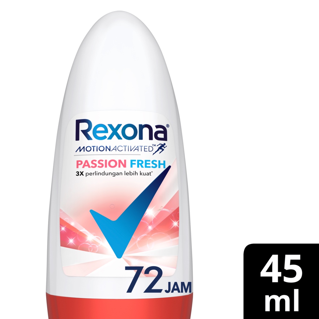 Rexona Women Deodorant Roll On Antiperspirant Passion 72 Jam Kesegaran 45Ml