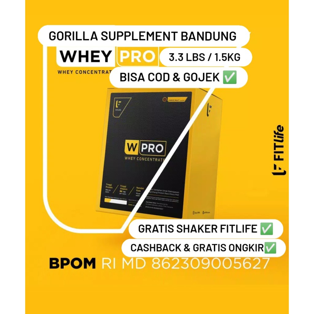 Fitlife Whey Protein 3.3lbs 1.5kg Wpro W pro Concentrate wheypro