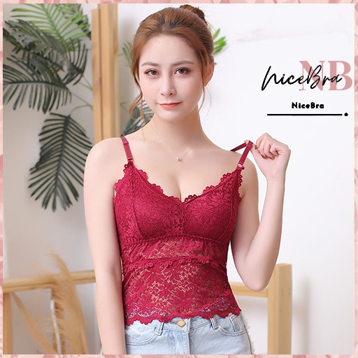 Nicebra kamisol padded hiasan renda cantik bh pakaian dalam fashion 1026