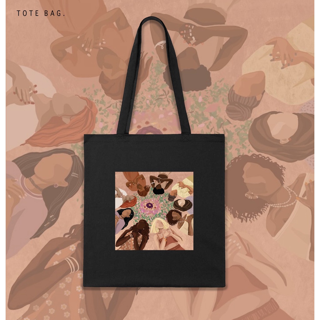 TOTE BAG WANITA / GIRL POWER / TAS LES / TAS SANTAI / TAS KULIAH / BAHAN KANVAS