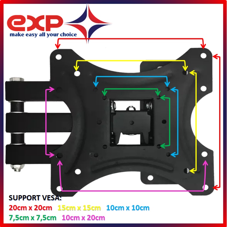 Bracket TV LED Swivel 14&quot; s/d 47&quot; model lengan 6 arah pergerakan [GRATIS OBENG set 16 in 1]