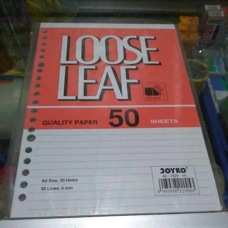 

Loose Leaf Kertas File Binder A5 JOYKO Kecil Isi 50 Lembar
