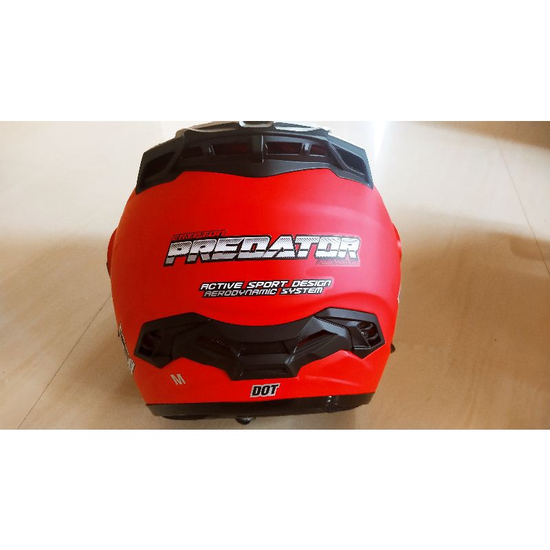 Helm NHK Predator Crypton Solid Merah Red Doff Half Face Double Visor - M